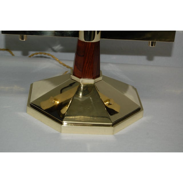 Black Art Deco Solid Bronze & Rosewood Table Lamp, 1930s For Sale - Image 8 of 14