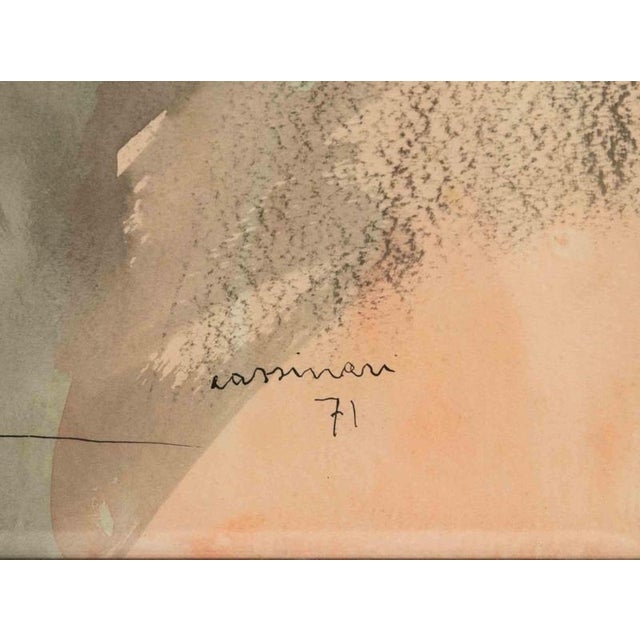 Modern Bruno Cassinari, Woman Drawing, Nude, 1971, Mixed Media on Paper For Sale - Image 3 of 5