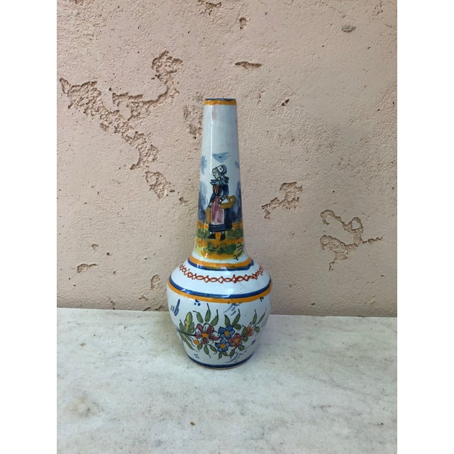 White C.1900 French Faience Vase Hb Quimper For Sale - Image 8 of 8
