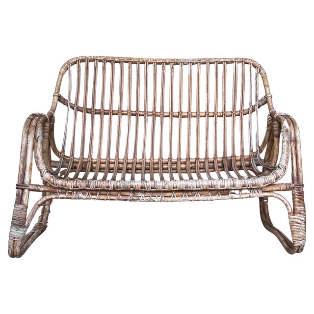 Vintage Mid-Century Modern Rattan and Bamboo Love Seat or Sofa, 1960s For Sale - Image 9 of 18