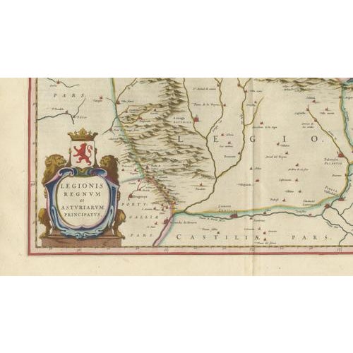 Blaeu Map of León & Asturias Legionis Regnum, 1642 For Sale - Image 4 of 10