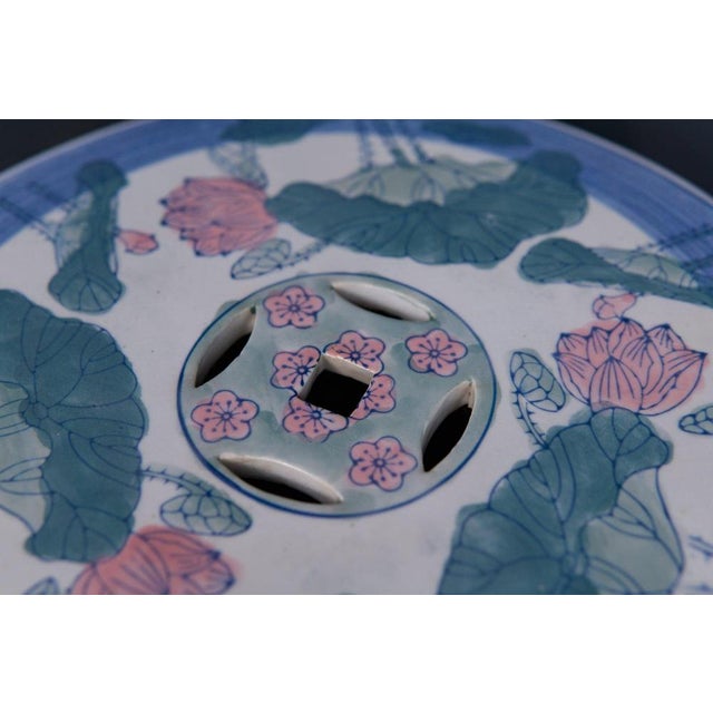 Porcelain Stool with Floral Decor For Sale - Image 4 of 14