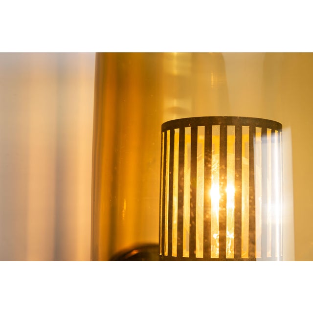 Black Metal Wall Lamps with Yellow Shades and Inner Diffuser, 1960s, Set of 2 For Sale - Image 13 of 15