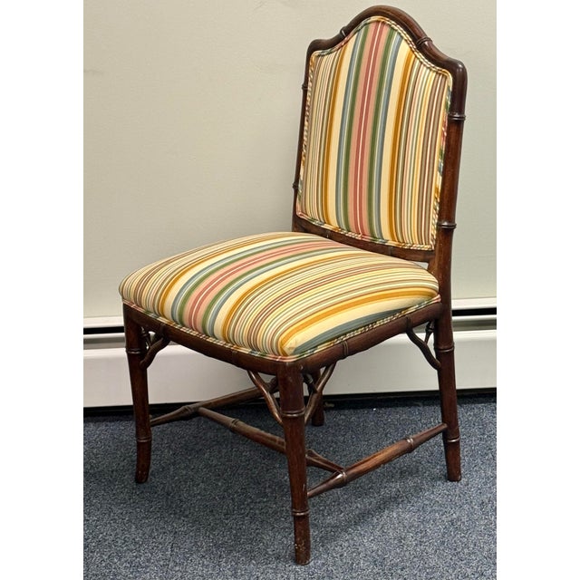 Vintage Hollywood Regency Faux Bamboo Chairs - A Pair For Sale - Image 4 of 11