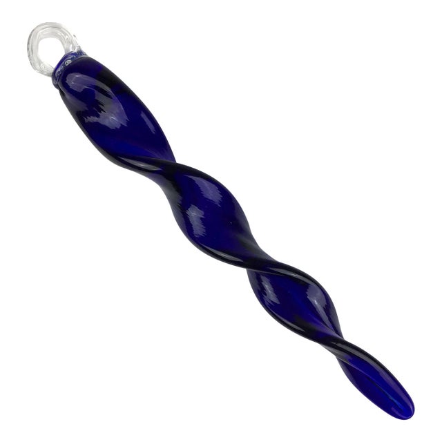 1990s Solid Artisan Glass Hanging Swirling Ornament For Sale