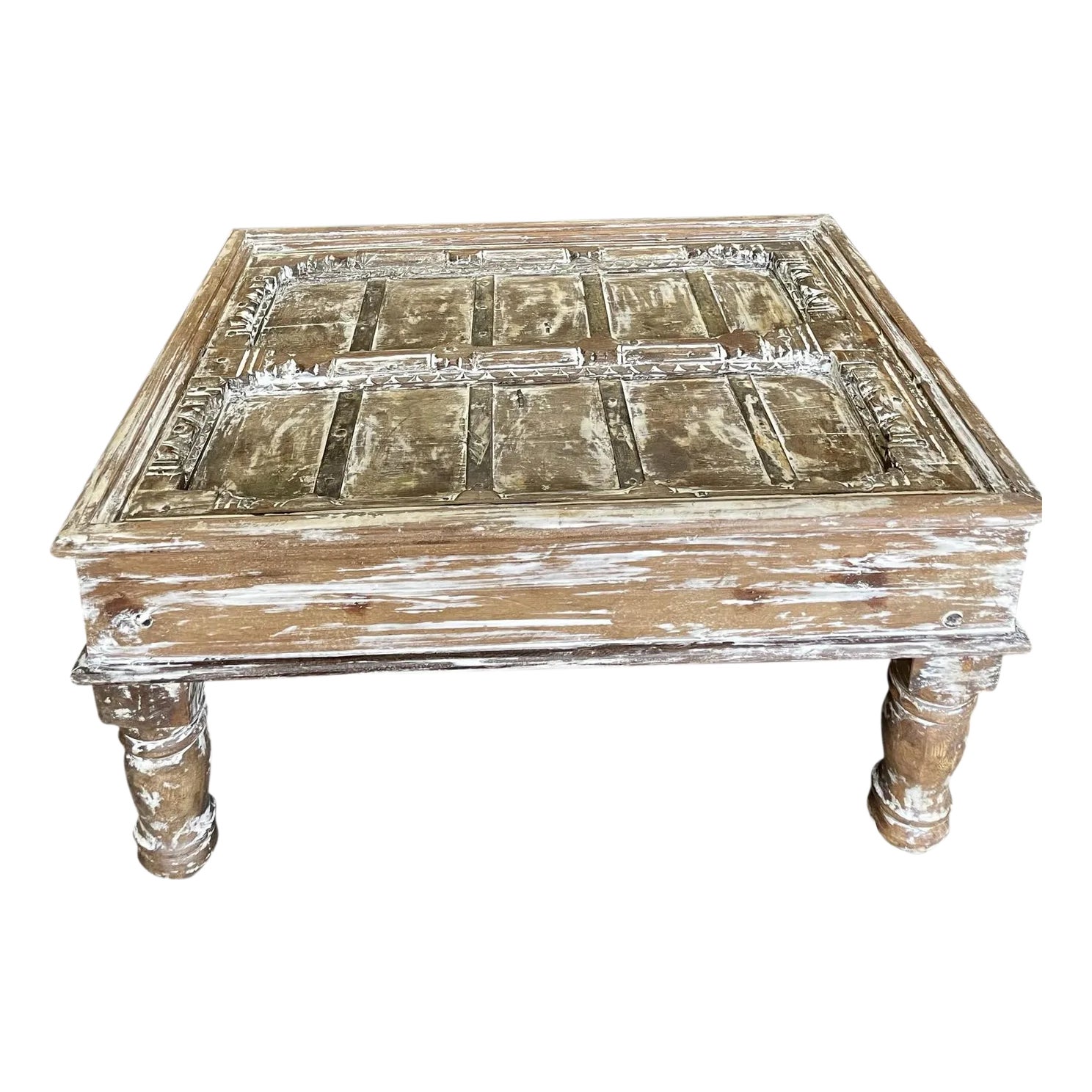 Vintage Door Coffee Table Whitewash Old Door Chai Tables | Chairish