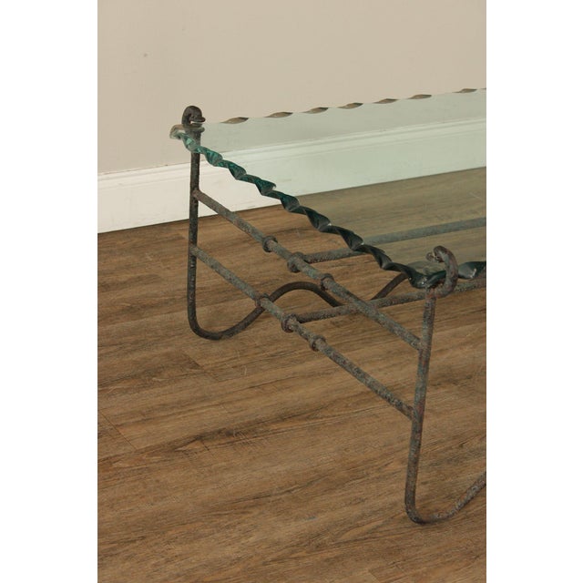Modern Modernist Glass Top Wrought Iron Coffee Table For Sale - Image 3 of 17