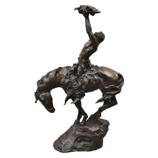 Late 20th Century Buck McCain Prayer to the Healing Spirit Native American Bronze Statue Sculpture For Sale