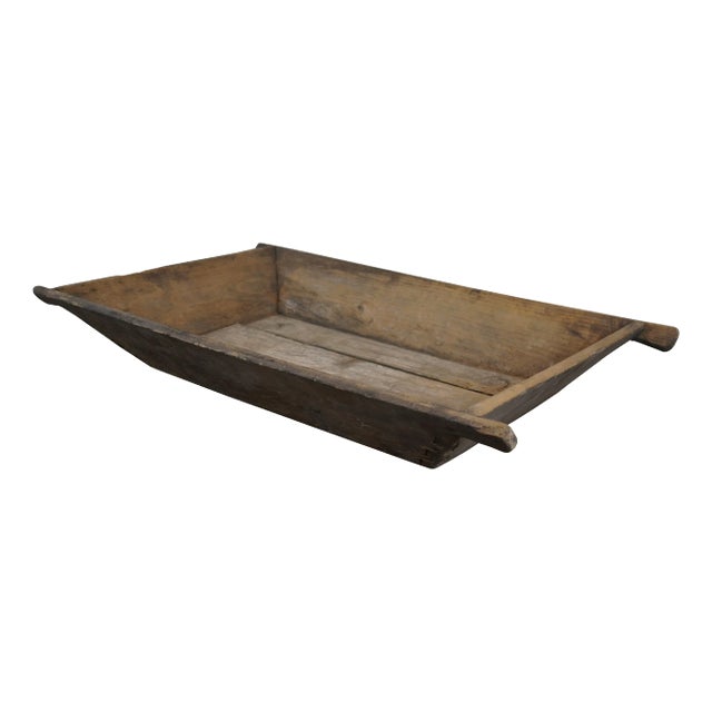 Large Primitive Antique Oak Farmhouse Dough Bowl Bin Trough Trencher For Sale