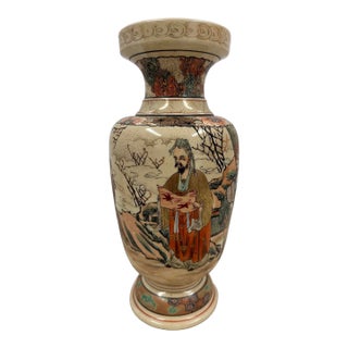 Late Meiji Period to Early Showa Period Japanese Satsuma Earthenware Vase For Sale