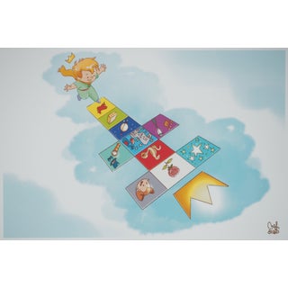Antoine De Saint-Exupery, Le Petit Prince joue à la marelle, Lithograph For Sale