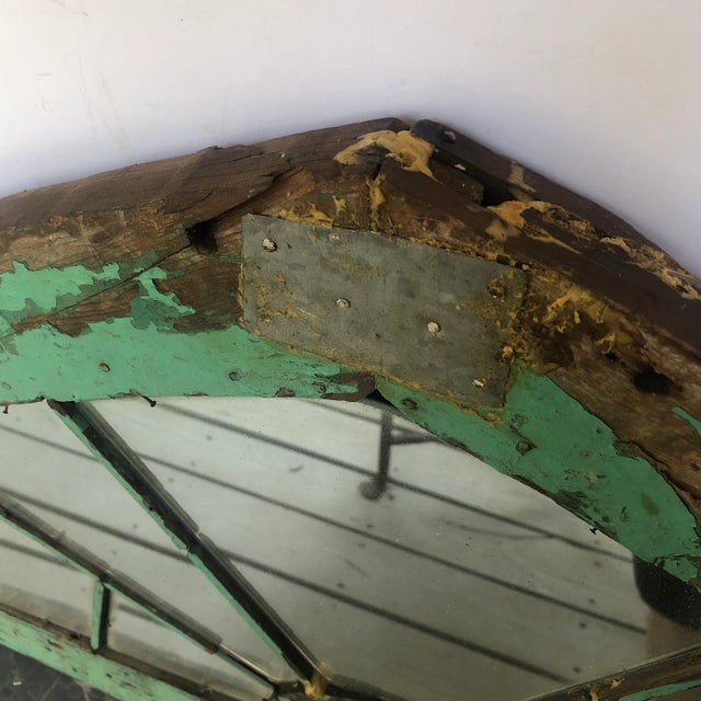 Green 1950s Arched Window Frame With Mirror For Sale - Image 8 of 13