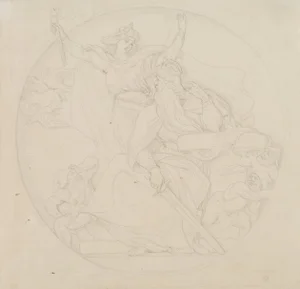 G. Kaupert, Barbarossa in the Kyffhuser, 19th-century, Pencil