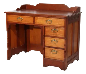 Antique Cherry Five Drawer Single Pedestal Desk C1910