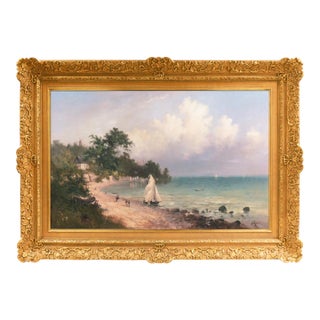 'Continental Coastal View' by Franz Emil Krause, Circa 1865, Berlin, Paris, Riga State Museum, Romantic Landscape For Sale