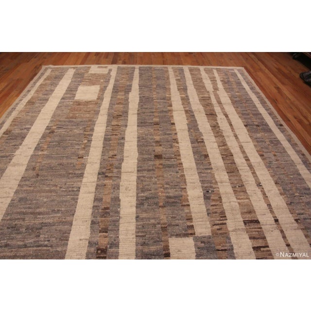 Textile Neutral Earthy Grey Brown and Cream Tribal Modern Room Size Area Rug For Sale - Image 7 of 9