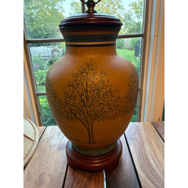 American Vintage Bob Timberlake Ceramic Table Lamp - Arts & Crafts Tree Silhouette - Art Pottery For Sale - Image 3 of 11
