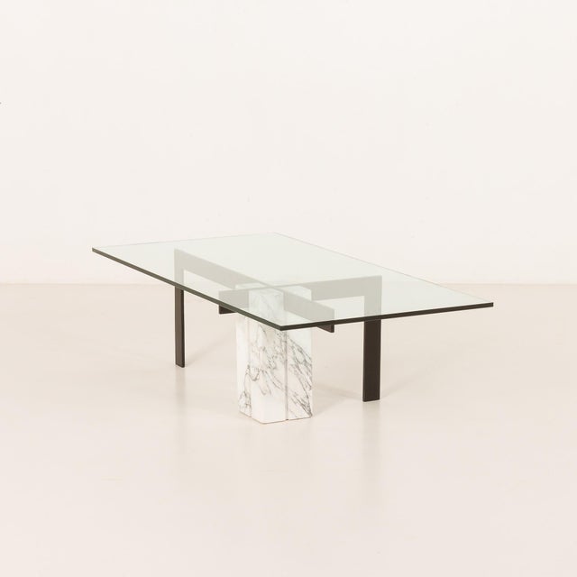 Glass Carrara Marble Coffee Table by Hank Kwint for Metaform, 1980s For Sale - Image 7 of 15