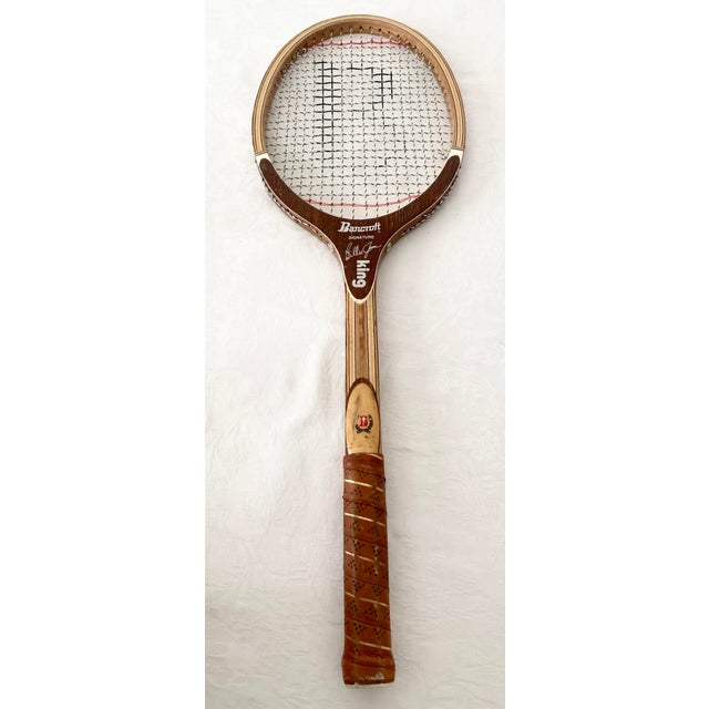 Mid 20th Century Wooden Tennis Racket With White Case Billie Jean King Bancroft Great for Decoration or Collecting For Sale - Image 17 of 18