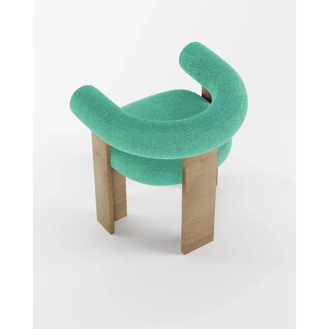 Collector Modern Cassette Chair in Bouclé Teal Fabric by Alter Ego For Sale - Image 4 of 5
