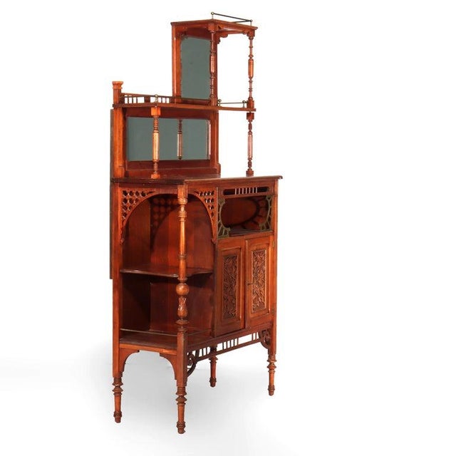 Antique Aesthetic Movement Carved Cherry Etagere Unsigned C1880 For Sale - Image 6 of 16