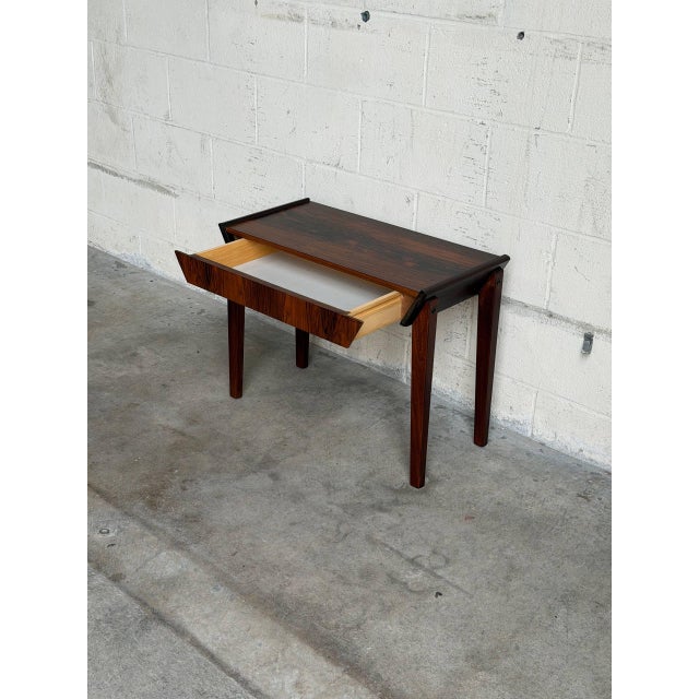 Rosewood One Drawer Entry Table Small Nightstand Side Table Desk Denmark 1960s For Sale - Image 9 of 10