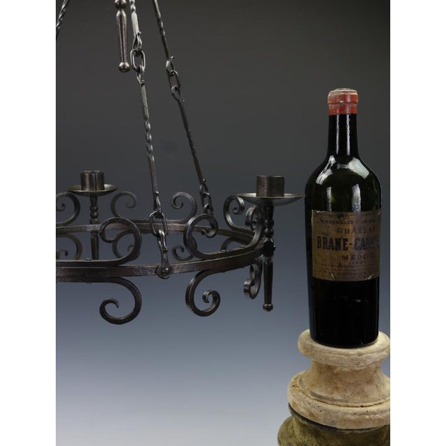 19th Century Gothic Revival Hand-Forged Wrought Iron Corona Chandelier, 1880 For Sale - Image 3 of 18
