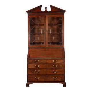 Late 18th Century George II Mahogany Bureau with Bookcase For Sale