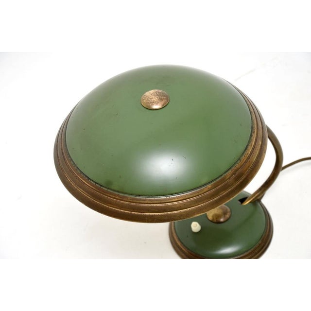 Vintage Bauhaus Enamel and Brass Desk Lamp attributed to Helo Leuchten, 1950 For Sale - Image 6 of 8