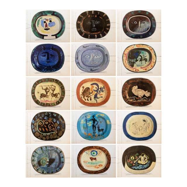 1955 Set of 15 Prints of Picasso's Ceramic Platters For Sale
