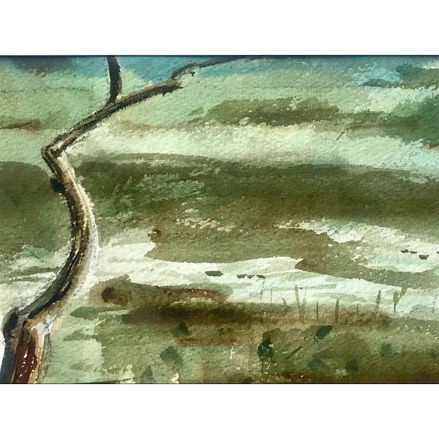 1960s Vintage American Impressionist Watercolor Painting of a Lake by Harry Barton For Sale - Image 5 of 7