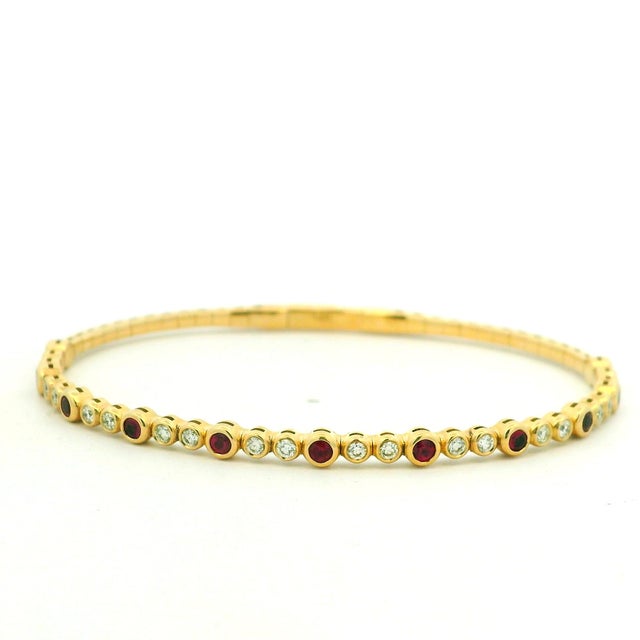 Vintage Ruby and Diamond Flexible 14k Yellow Gold Bracelet For Sale - Image 9 of 12