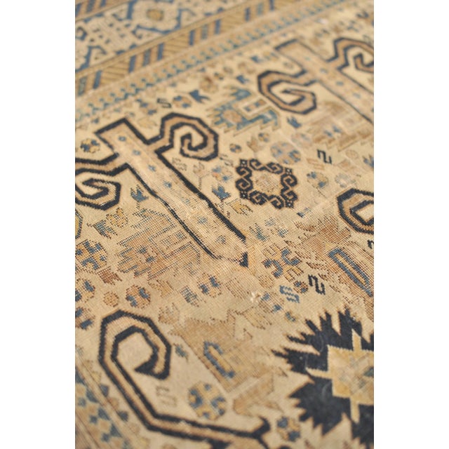 Traditional Antique Caucasian Prepidil with Ram Horns in Beige & Navy Rug 4 x 5 For Sale - Image 3 of 13