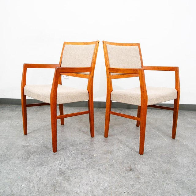 Mid-Century Modern Mid Century Danish Modern Dining Chairs Set 4 Wool Teak Wood Svegards Sweden MCM For Sale - Image 3 of 12
