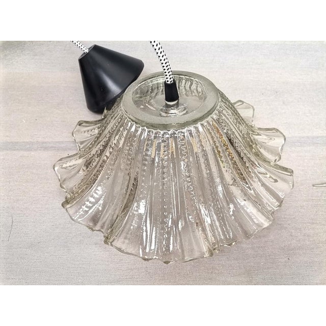 1960s Mid-Century Portuguese Farmhouse Clear Glass Bowl Hanging Lamp, 1960s For Sale - Image 5 of 16