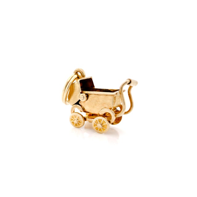 Vintage 14k Articulating Baby Stroller Charm For Sale - Image 4 of 10