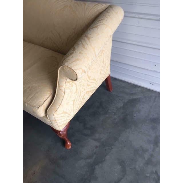 Vintage 70" Hickory Highland House Yellow Upholstered Chippendale Sofa For Sale - Image 9 of 12