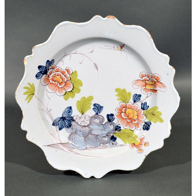 Bristol Delftware Polychrome Chinoiserie Scalloped Plates, Set of Six For Sale - Image 14 of 17