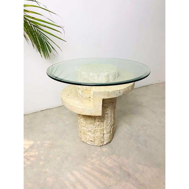 Postmodern Sculptural Mactan Stone Coffee Table with Beveled Glass Top by Magnussen Ponte, 1980s For Sale - Image 3 of 10