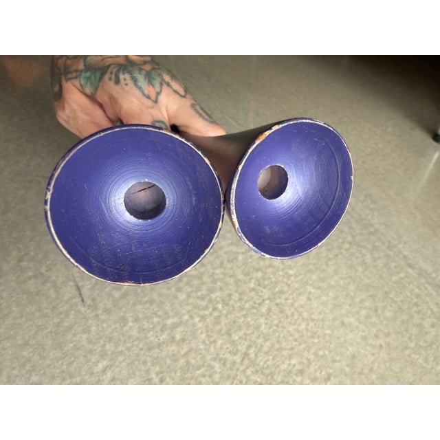 Rare 1960 Verner Panton Vip-302-1 Candlesticks Svend Andersen Denmark Purple Reversible Wood Pair For Sale - Image 14 of 15