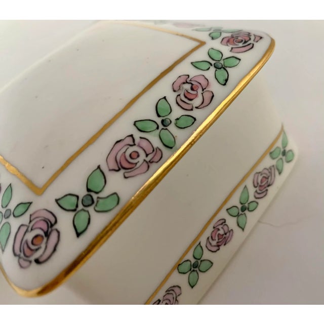 Victorian Antique Limoges France Vanity Set With a Trinket Box and Hair Receiver- Set of 2 For Sale - Image 3 of 10