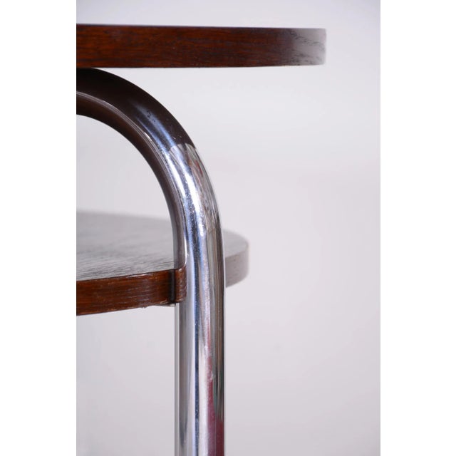 Wood Bauhaus Round Oak Side Table attributed to Vichr & Co, 1930s For Sale - Image 7 of 10
