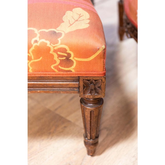 20th Century French Walnut Chair and Ottoman For Sale - Image 11 of 14