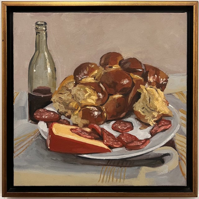 Modern Contemporary Realist Still Life with Challah Oil Painting by Emily Ezell, Framed For Sale - Image 3 of 3
