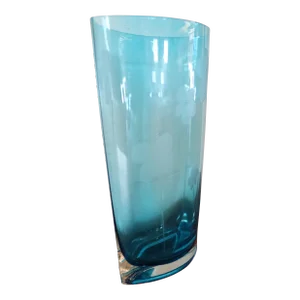 Floral Etched Art Glass Vase