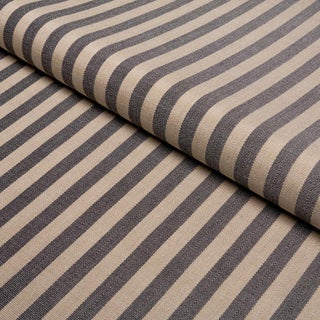 SAMPLE - Schumacher Hanson Indoor/Outdoor Stripe Narrow Fabric In Carbon For Sale