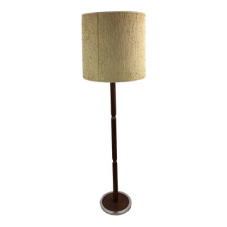 Danish Modern Teak Floor Lamp With Chrome Accented Base For Sale