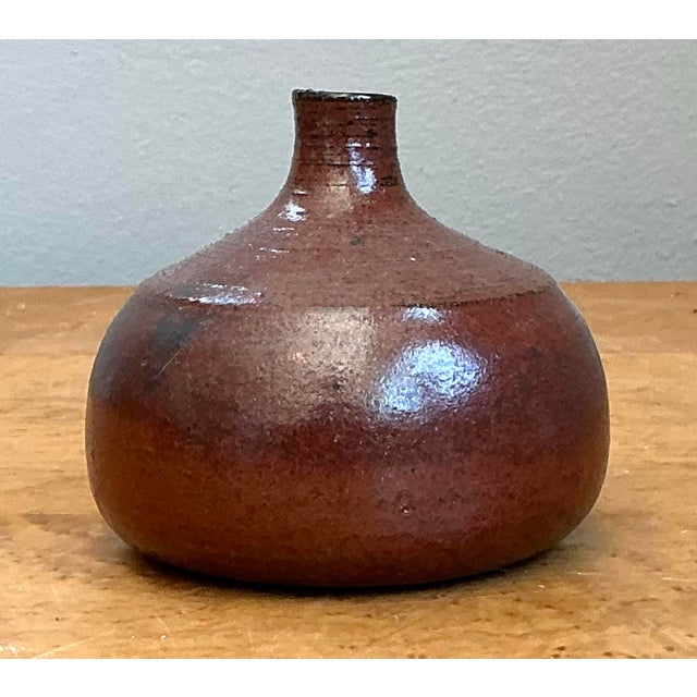 Ceramic Vintage Original Studio Pottery Weed Vase For Sale - Image 7 of 12