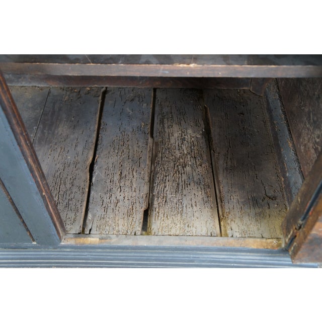 Primitive Antique Country Farmhouse Painted Oak Welsh Dresser Cupboard Hutch For Sale - Image 10 of 12