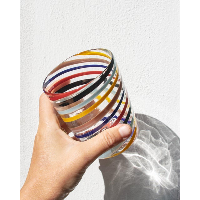 A fabulous set of glasses crafted from Murano glass by a master glassmaker who possessed both character and creativity....